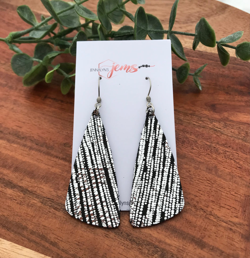 Silver & Black wedge earrings
