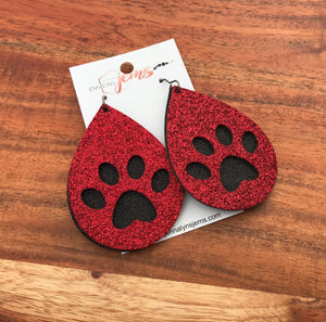 Paw Print Leather Earrings