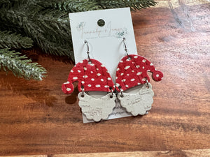 Dotted Santa Leather Earrings
